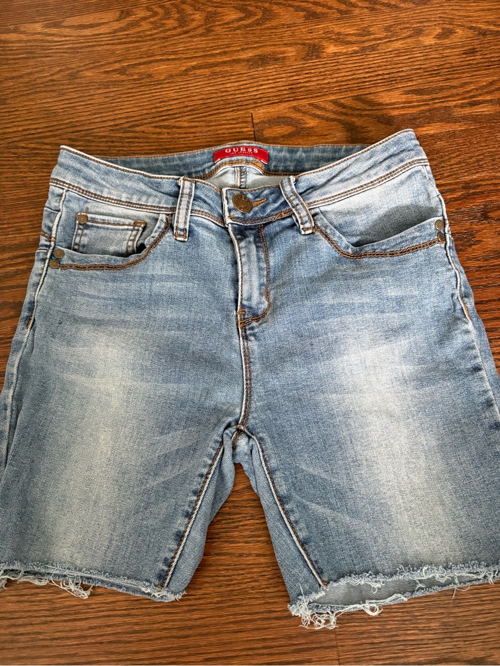 Guess Light Wash Denim Jean Shorts with Raw Hem